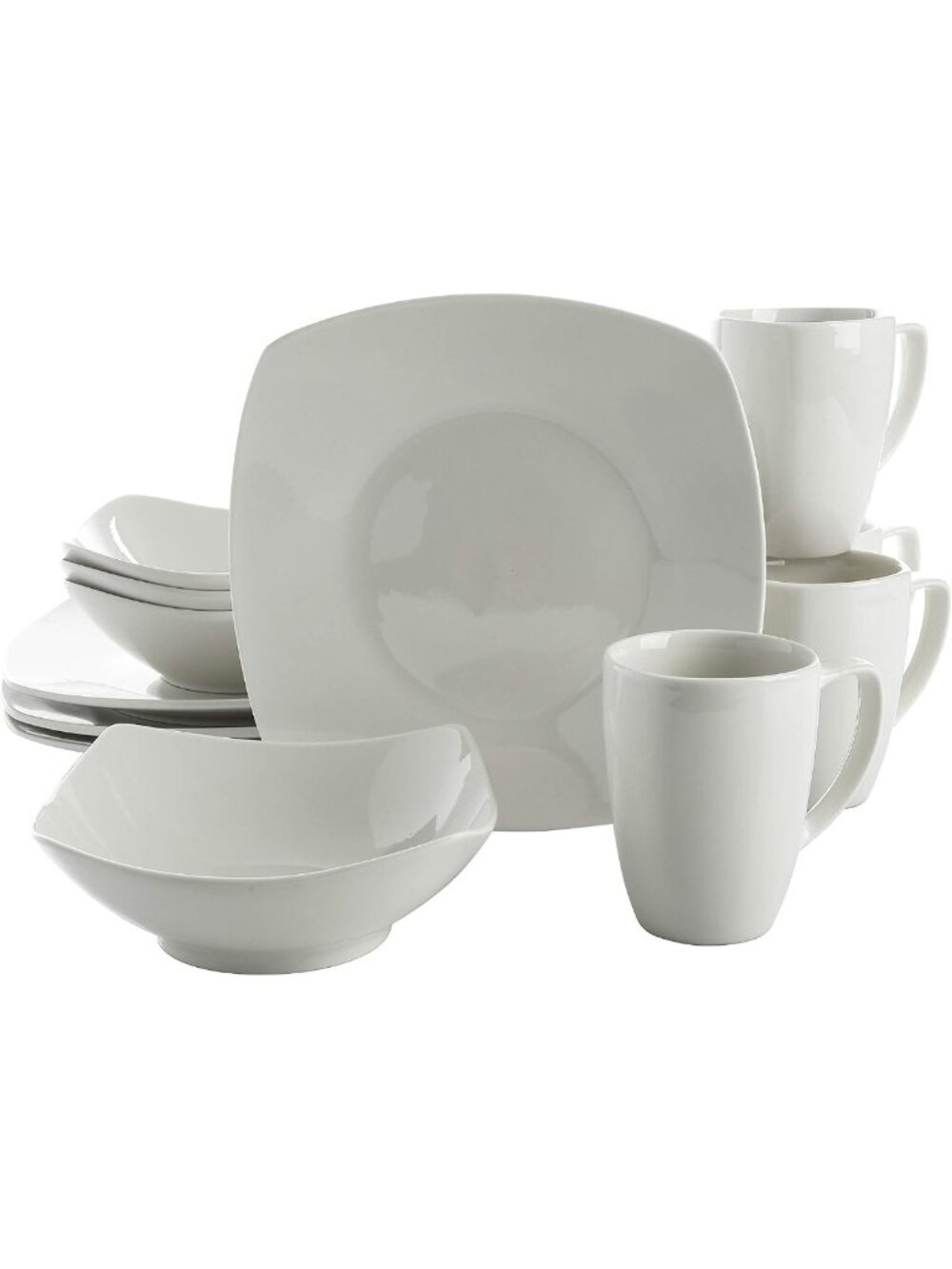 Elegant White Porcelain Dinnerware Set for 4 - Chip & Scratch Resistant, 12pcs